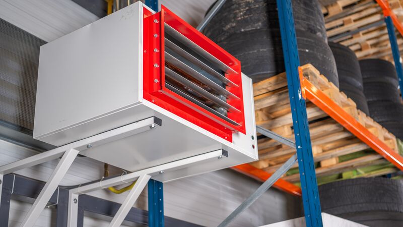 Commercial-grade hanging warehouse unit heater